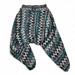 Buddha Pants XS Harem Jogger Pants Boho Festival Yoga Dance Tribal Print